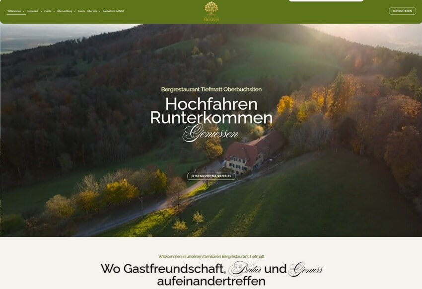 Website des Bergrestaurants Tiefmatt – modernes Webdesign für Gastronomie und Veranstaltungen